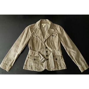 LOFT Army Green Corduroy Crop Jacket w/Belt sz 2P